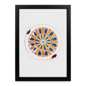 Dessin de jeu de fléchettes - Affiche encadrée (27 × 37 cm) - noir - Devant