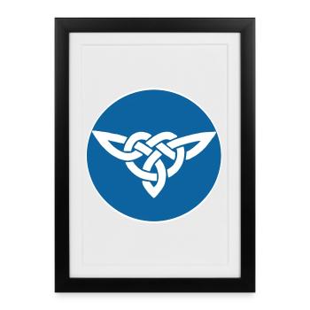 Oiseau celte bleu - Affiche encadrée (27 × 37 cm) - noir - Devant