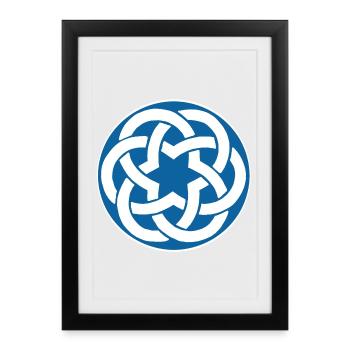 étoile celte bleu - Affiche encadrée (27 × 37 cm) - noir - Devant