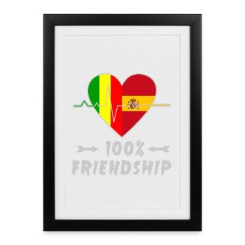 100 % amitié entre le Mali et l'Espagne - Affiche encadrée (27 × 37 cm) - noir - Devant