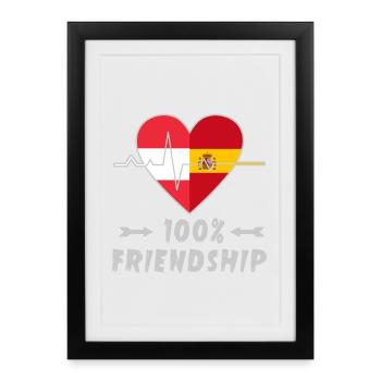 L'Autriche et l'Espagne 100% amitié - Affiche encadrée (27 × 37 cm) - noir - Devant