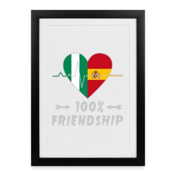 L'amitié entre le Nigeria et l'Espagne - Affiche encadrée (27 × 37 cm) - noir - Devant
