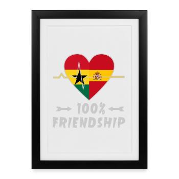 100 % amitié entre le Ghana et l'Espagne - Affiche encadrée (27 × 37 cm) - noir - Devant