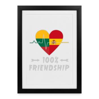 Lithuania and Spain 100% friendship - Framed poster (27 × 37 cm) - black - Front