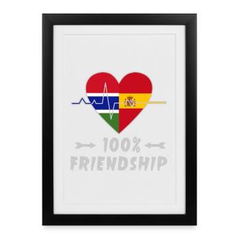 100 % amitié entre la Gambie et l'Espagne - Affiche encadrée (27 × 37 cm) - noir - Devant