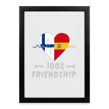 100 % amitié entre la Finlande et l'Espagne - Affiche encadrée (27 × 37 cm) - noir - Devant