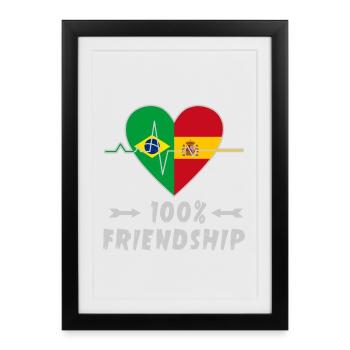 Le Brésil et l'Espagne, une amitié à 100 % - Affiche encadrée (27 × 37 cm) - noir - Devant