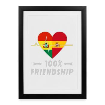 100 % amitié entre la Belgique et l'Espagne - Affiche encadrée (27 × 37 cm) - noir - Devant