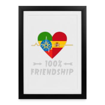 L'Ethiopie et l'Espagne : amitié à 100 % - Affiche encadrée (27 × 37 cm) - noir - Devant