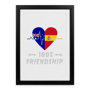 L'Australie et l'Espagne : amitié à 100 % - Affiche encadrée (27 × 37 cm) - noir - Devant