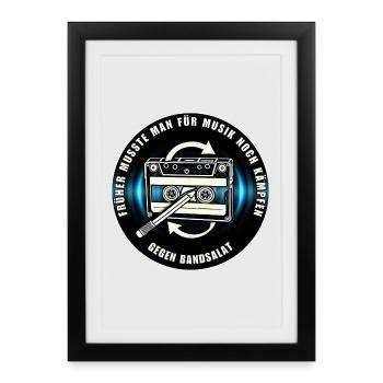 Retro Music Design : lutter contre la salade de cassettes - Affiche encadrée (27 × 37 cm) - noir - Devant