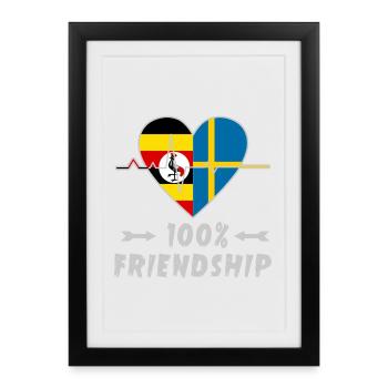 L'Ouganda et la Suède : amitié à 100 % - Affiche encadrée (27 × 37 cm) - noir - Devant