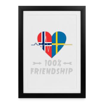 La Norvège et la Suède : amitié à 100 % - Affiche encadrée (27 × 37 cm) - noir - Devant