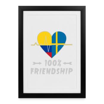 100 % amitié entre la Colombie et la Suède - Affiche encadrée (27 × 37 cm) - noir - Devant