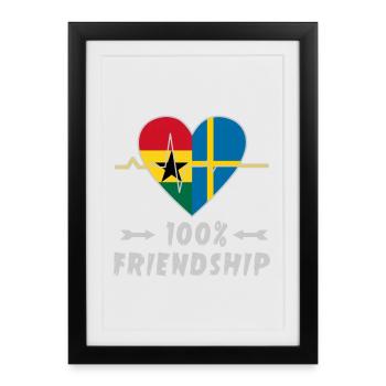 100 % amitié entre le Ghana et la Suède - Affiche encadrée (27 × 37 cm) - noir - Devant