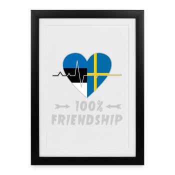 Estonia and Sweden 100% friendship - Framed poster (27 × 37 cm) - black - Front