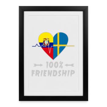 Ecuador and Sweden 100% friendship - Framed poster (27 × 37 cm) - black - Front