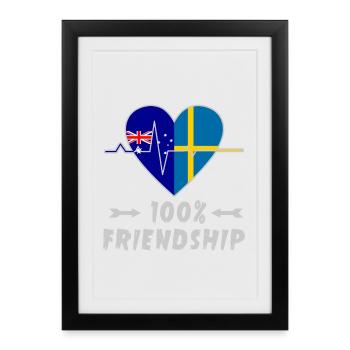 L'Australie et la Suède : amitié à 100 % - Affiche encadrée (27 × 37 cm) - noir - Devant