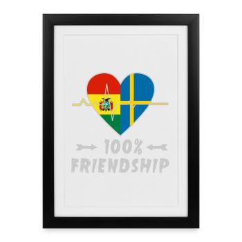 100 % amitié entre la Bolivie et la Suède - Affiche encadrée (27 × 37 cm) - noir - Devant