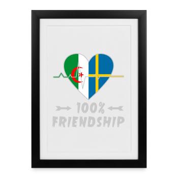 Algeria and Sweden 100% friendship - Framed poster (27 × 37 cm) - black - Front