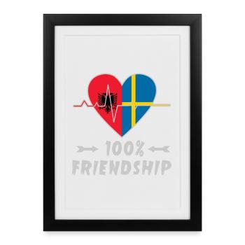 Albanien und Schweden 100% Freundschaft - Gerahmtes Poster (27 × 37 cm) - Schwarz - Vorne