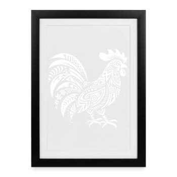 Coq Tribal - Affiche encadrée (27 × 37 cm) - noir - Devant