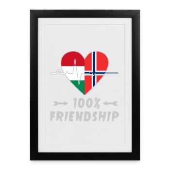 Hungary and Norway 100% friendship - Framed poster (27 × 37 cm) - black - Front