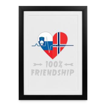 100 % amitié entre la Slovénie et la Norvège - Affiche encadrée (27 × 37 cm) - noir - Devant