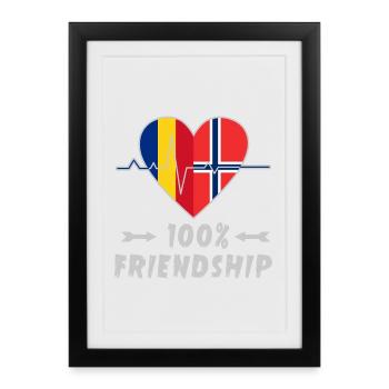 100 % amitié entre la Roumanie et la Norvège - Affiche encadrée (27 × 37 cm) - noir - Devant