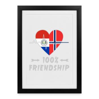 100 % amitié entre le Paraguay et la Norvège - Affiche encadrée (27 × 37 cm) - noir - Devant