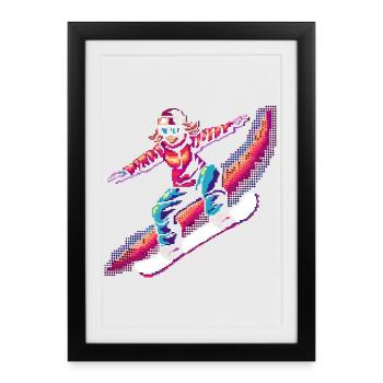 Pixel de snowboard - Affiche encadrée (27 × 37 cm) - noir - Devant