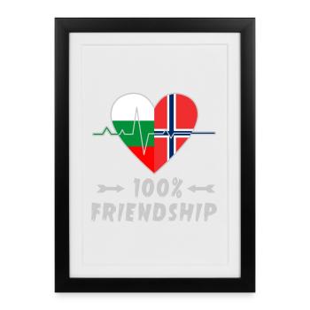 100 % amitié entre la Bulgarie et la Norvège - Affiche encadrée (27 × 37 cm) - noir - Devant
