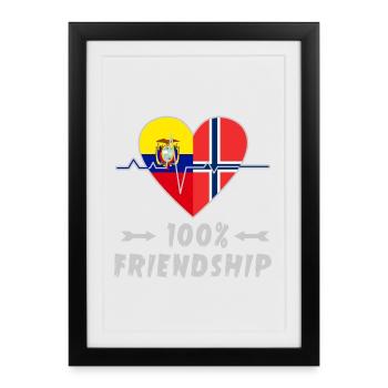 Ecuador and Norway 100% friendship - Framed poster (27 × 37 cm) - black - Front