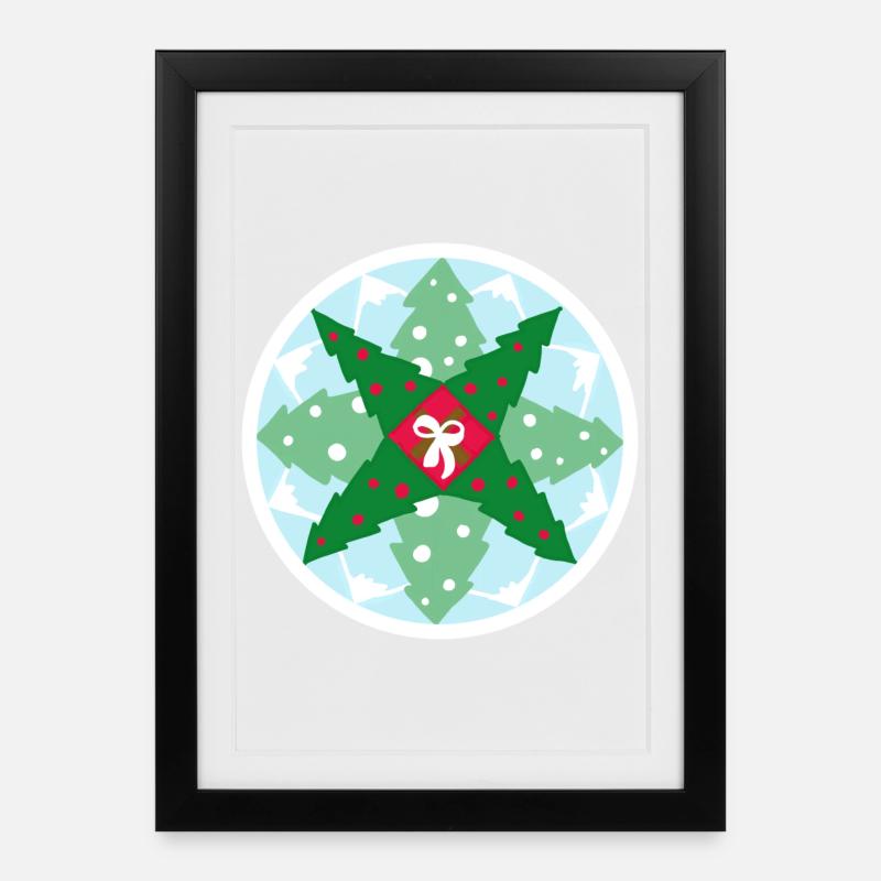 motif de noël - Affiche encadrée (27 × 37 cm) - noir