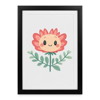 Fleur joyeuse - Affiche encadrée (27 × 37 cm) - noir - Devant