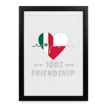 100 % amitié entre le Mexique et la Pologne - Affiche encadrée (27 × 37 cm) - noir - Devant