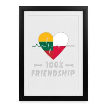 Lithuania and Poland 100% friendship - Framed poster (27 × 37 cm) - black - Front