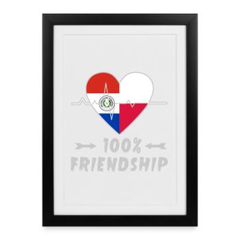 100 % amitié entre le Paraguay et la Pologne - Affiche encadrée (27 × 37 cm) - noir - Devant