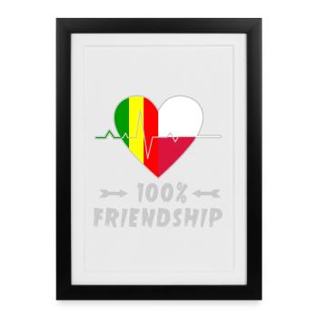 100 % amitié entre le Mali et la Pologne - Affiche encadrée (27 × 37 cm) - noir - Devant