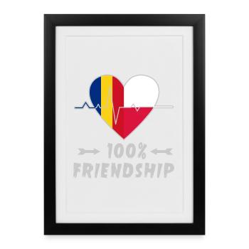 100 % amitié entre la Roumanie et la Pologne - Affiche encadrée (27 × 37 cm) - noir - Devant