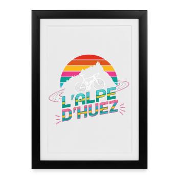 Alpe d’Huez Cyclisme Design - Affiche encadrée (27 × 37 cm) - noir - Devant
