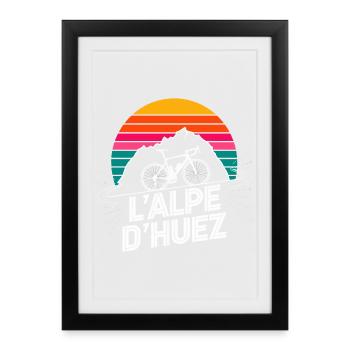 L’Alpe d’Huez Retro Cycling Design - Affiche encadrée (27 × 37 cm) - noir - Devant