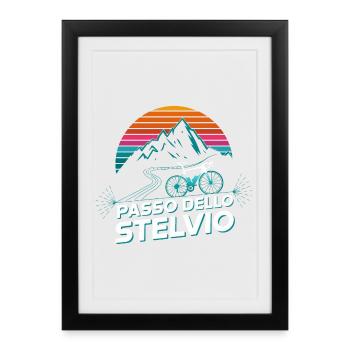 Vélo de route Passo dello Stelvio, Italie - Affiche encadrée (27 × 37 cm) - noir - Devant