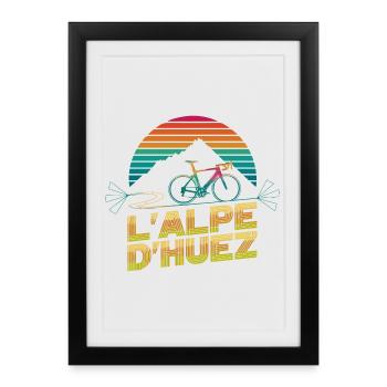 L’Alpe d’Huez Retro Cycling - Affiche encadrée (27 × 37 cm) - noir - Devant