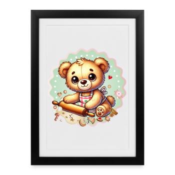 Cuisson de Noël Teddy – Douce joie festive - Affiche encadrée (27 × 37 cm) - noir - Devant