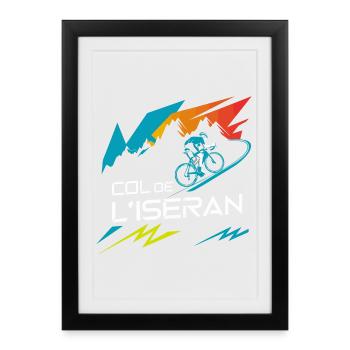 Col de l’Iseran Cycling Art - Framed poster (27 × 37 cm) - black - Front