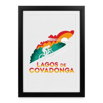 Lacs de Covadonga Cycling Spain - Affiche encadrée (27 × 37 cm) - noir - Devant