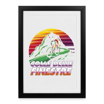 Colle delle Finestre, Italie - Cyclisme légendaire - Affiche encadrée (27 × 37 cm) - noir - Devant