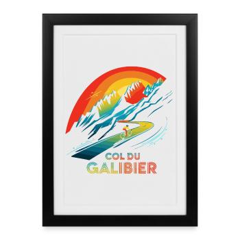 Col du Galibier Cycling - Framed poster (27 × 37 cm) - black - Front