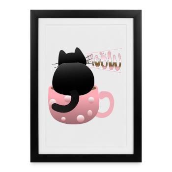 cute black cat meowing - Framed poster (27 × 37 cm) - black - Front